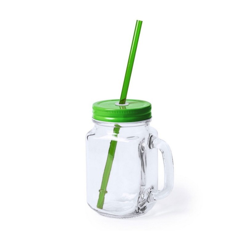 Trinkglas 500 ml mit Strohhalm