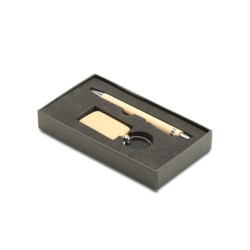 Ovar Schlüsselanhänger und Kugelschreiber-Set - Braun
