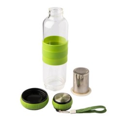 Sulmona-Glasflasche mit Tee-Ei 550ml - Grün