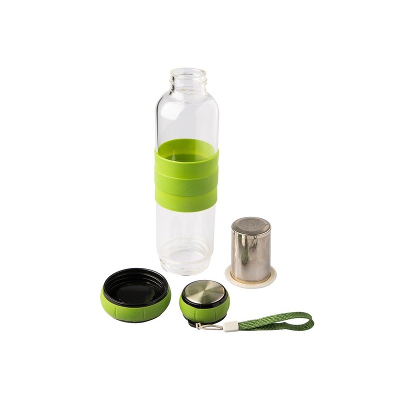 Sulmona-Glasflasche mit Tee-Ei 550ml - Grün