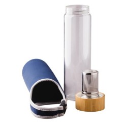 Gourmet-Glasflasche mit Tee-Ei 600ml - Dunkelblau