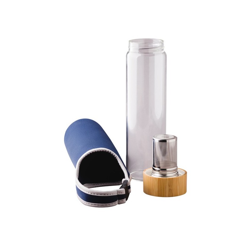 Gourmet-Glasflasche mit Tee-Ei 600ml - Dunkelblau