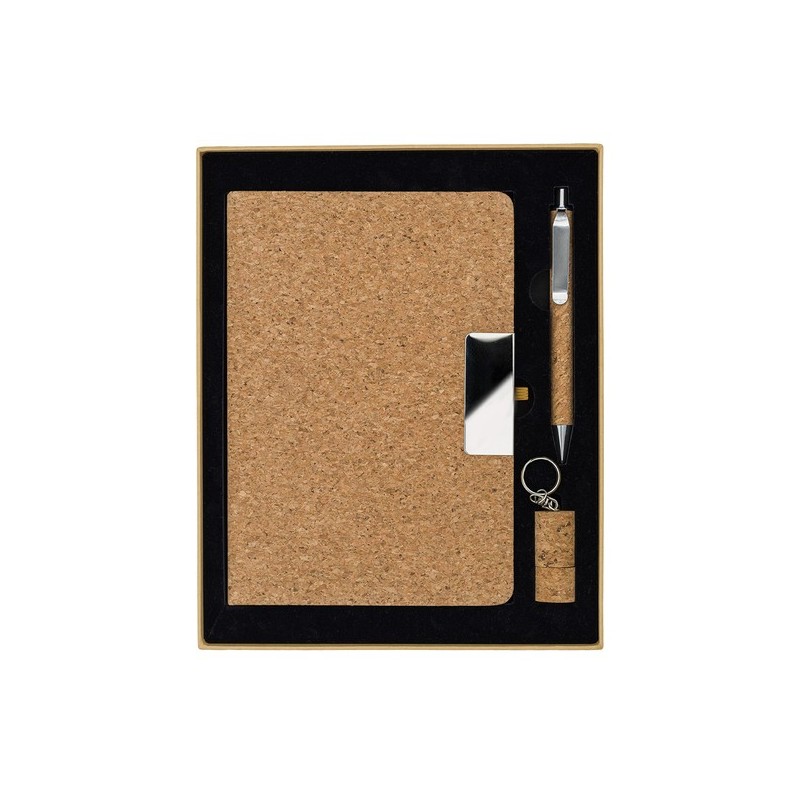 Sydney Geschenkset: 64GB USB-Speicherstick, Notizbuch und Stift - Beige