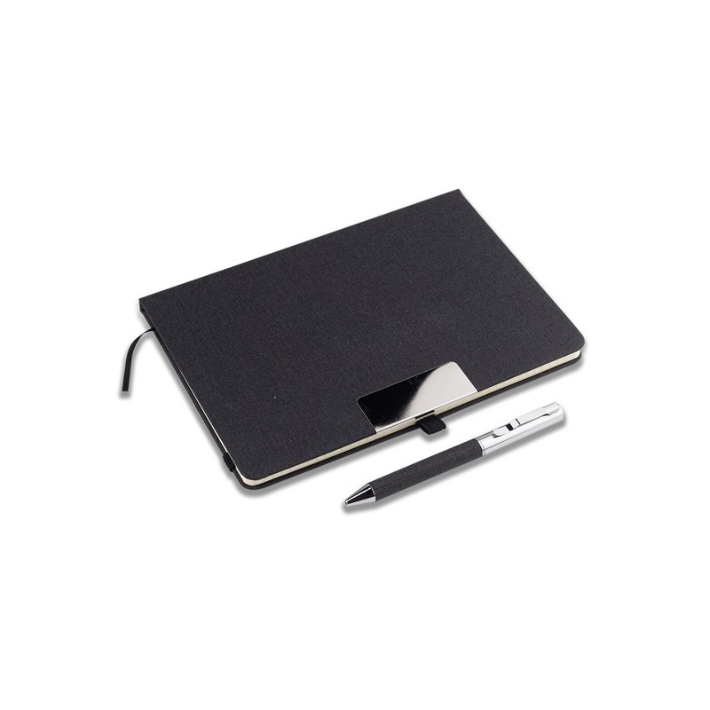 Plata RPET Notizbuch & Stift Geschenkset - Schwarz