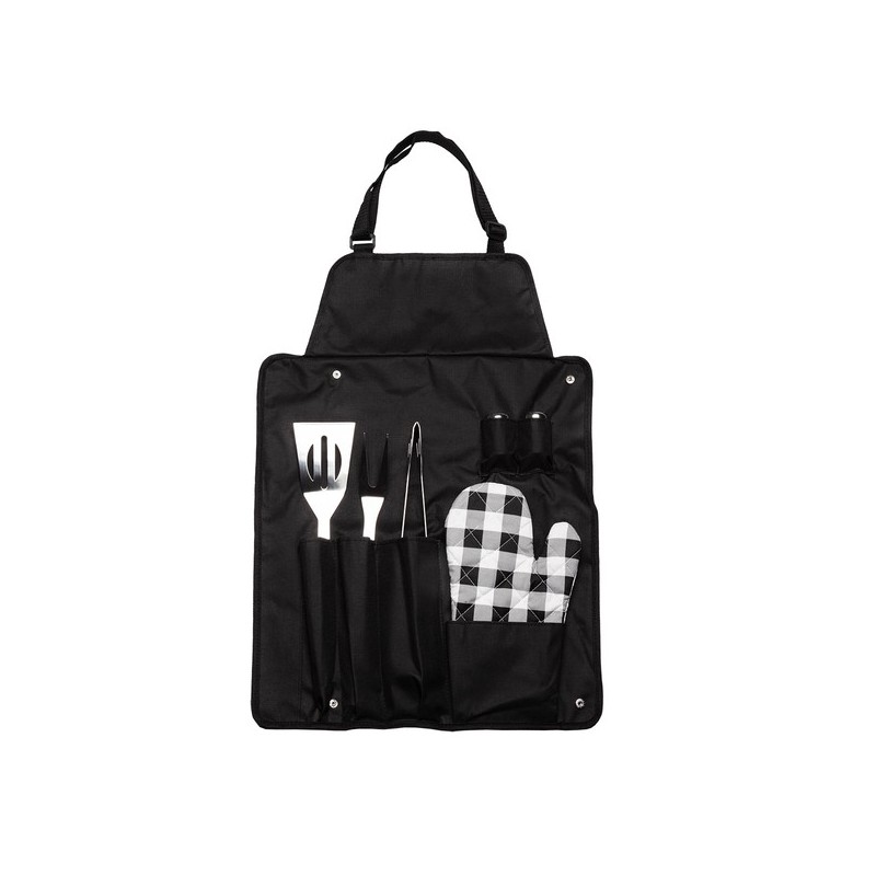 Steakout & BBQ-Set mit Schürze - Schwarz