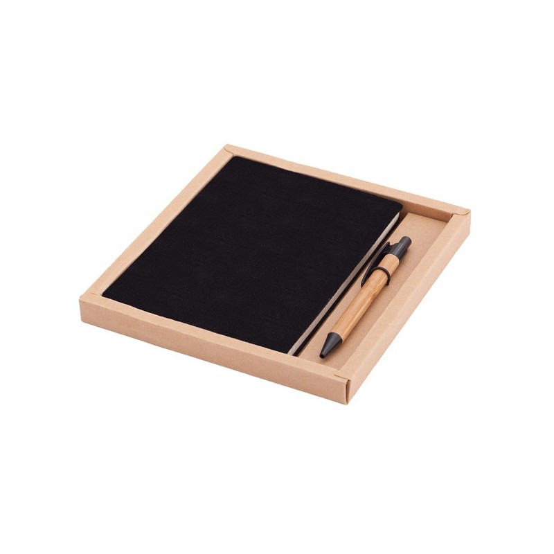 Porto Notizblock mit Kugelschreiber-Set - Schwarz