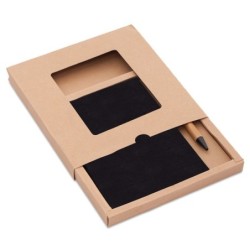 Porto Notizblock mit Kugelschreiber-Set - Schwarz