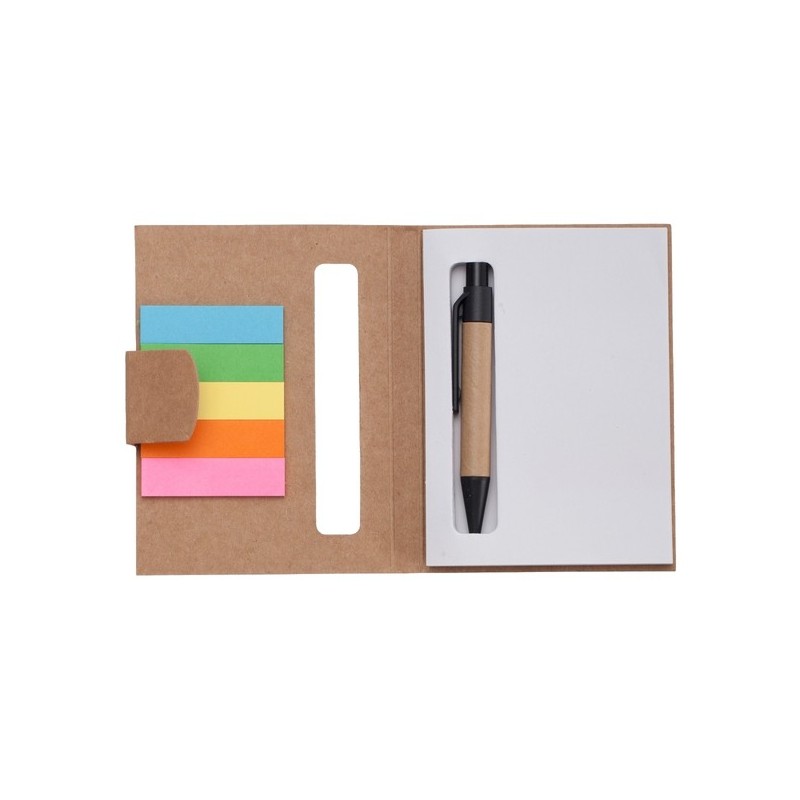 Mini-Notizblock mit Kugelschreiber - Beige