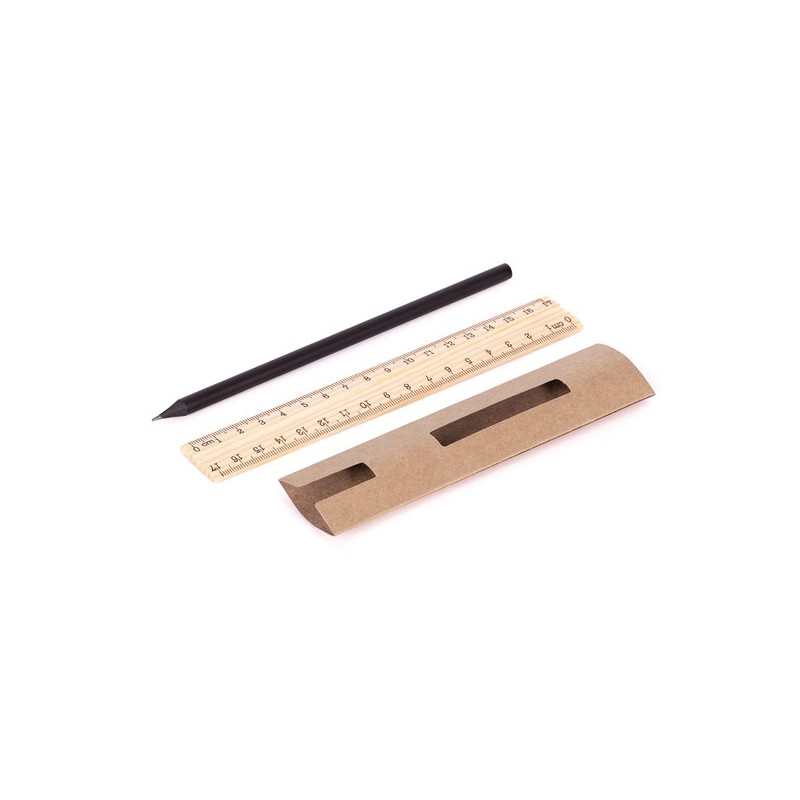 Einfaches Set aus Bleistift und Lineal - Beige