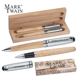 Mark Twain Schreibset aus Holz - Beige