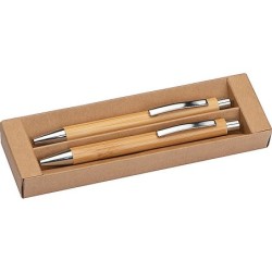 Schreibset aus Bambus - Beige