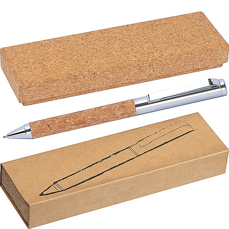 Kugelschreiber aus Metall und Kork - Beige