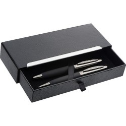 Mark Twain Schreibset aus Metall - Schwarz