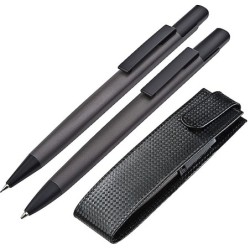 Set aus Kugelschreiber und Bleistift in Etui  - Anthrazit