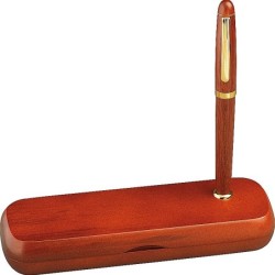 Holz Schreibset mit Kugelschreiber und Füllfederhalter - Braun