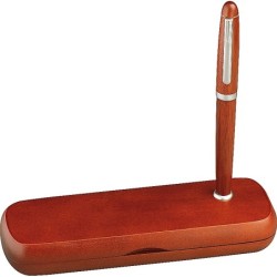 Holz Schreibset mit Kugelschreiber und Füllfederhalter - Braun