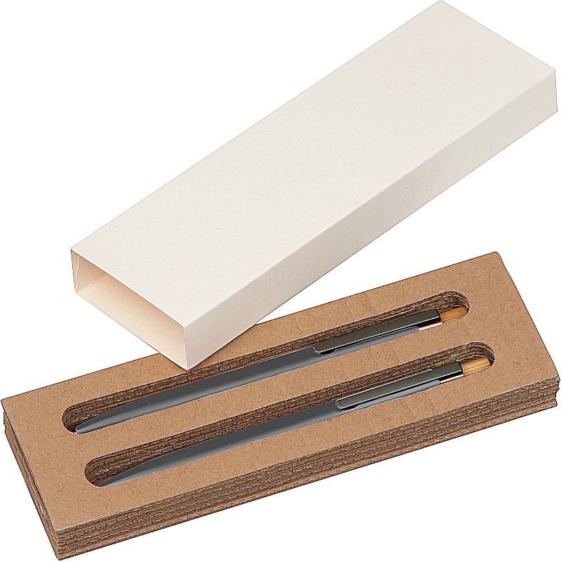 Schreibset mit Kugelschreiber und Druckbleistift aus recyceltem Aluminium  - Anthrazit