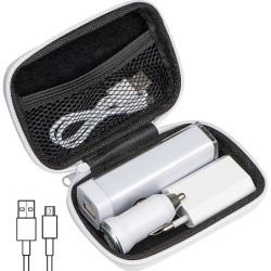 Travel Set Powerbank EU-Stecker und USB Ladegerät - Weiß