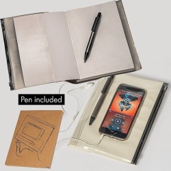 Notizbuch mit PVC Umschlag inkl. Kugelschreiber - Weiß