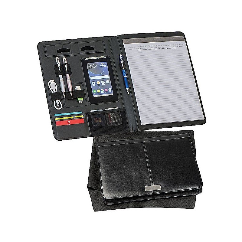 A4 Schreibmappe aus Lederfaserstoff - Schwarz