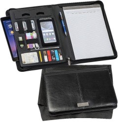 A4 Schreibmappe aus Lederfaserstoff - Schwarz