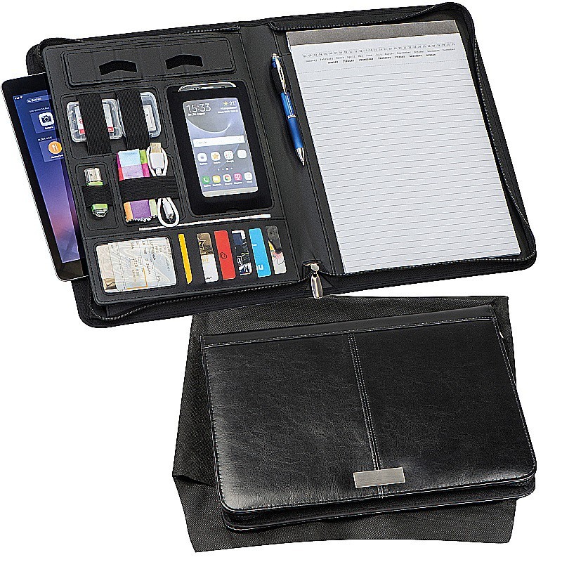 A4 Schreibmappe aus Lederfaserstoff - Schwarz