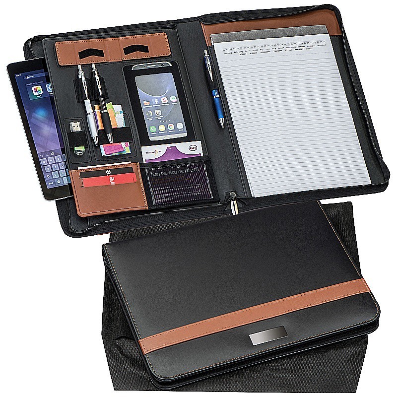 A4 Schreibmappe aus Lederfaserstoff - Braun