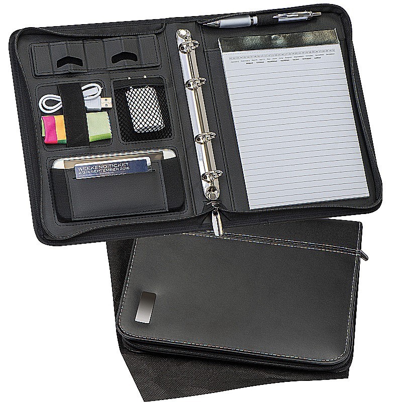 A5 Schreibmappe aus Lederfaserstoff - Schwarz