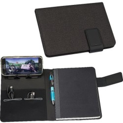 A5 Schreibmappe mit integrierter Powerbank (4.000 mAh) und LED - Grün