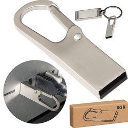 USB-Stick Metall mit Karabinerhaken 8GB - Silbergrau