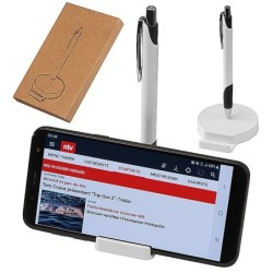 Handyhalter mit Magnetfunktion mit Kugelschreiber - Weiß