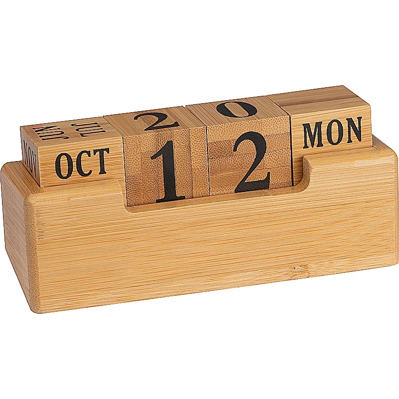 Schreibtischkalender aus Bambus - Beige