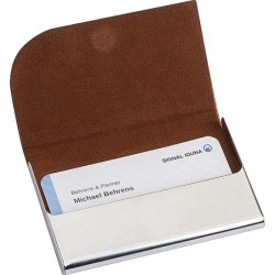 Visitenkarteneui aus Metall mit Korkdeckel - Beige