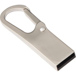 USB Stick metall mit Karabinerhaken 4GB - Silbergrau