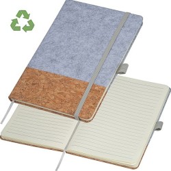 A5 Notizbuch aus Kork und Filz  - Silbergrau