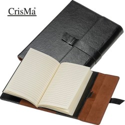CrisMa Kunstleder Notizbuch A5 mit linierten Seiten  - Schwarz