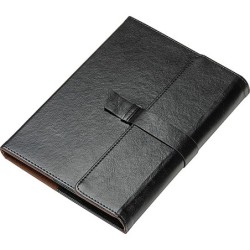 CrisMa Kunstleder Notizbuch A5 mit linierten Seiten  - Schwarz