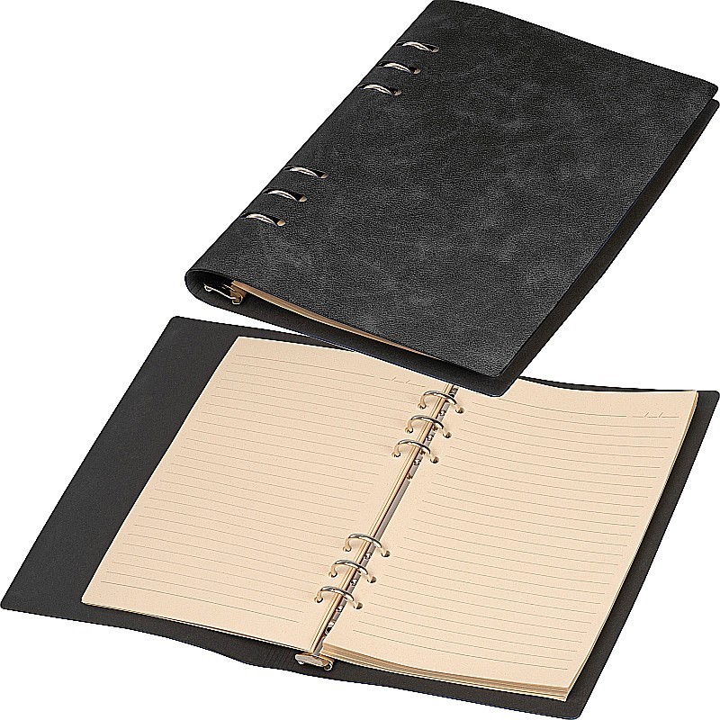 A5 Ringbuch mit PU-Einband  - Schwarz