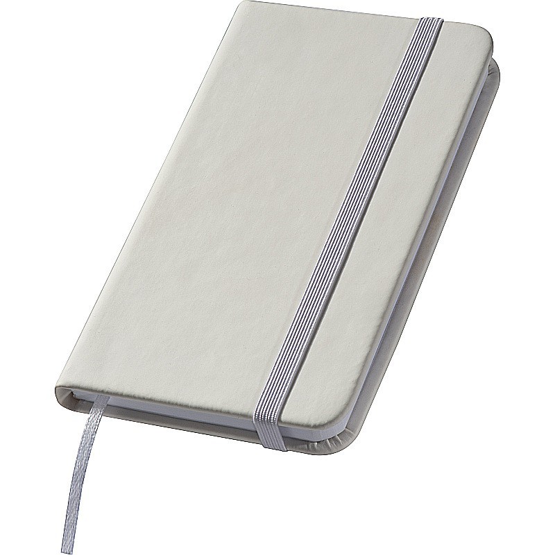 Notizbuch mit Lesebändchen und Gummibandverschluss - Weiß