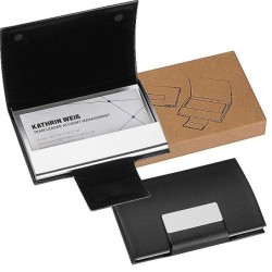 Visitenkartenetui mit Kunstlederbezug  - Schwarz