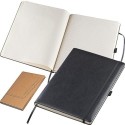 A4 Notizbuch mit Kunstlederumschlag  - Schwarz