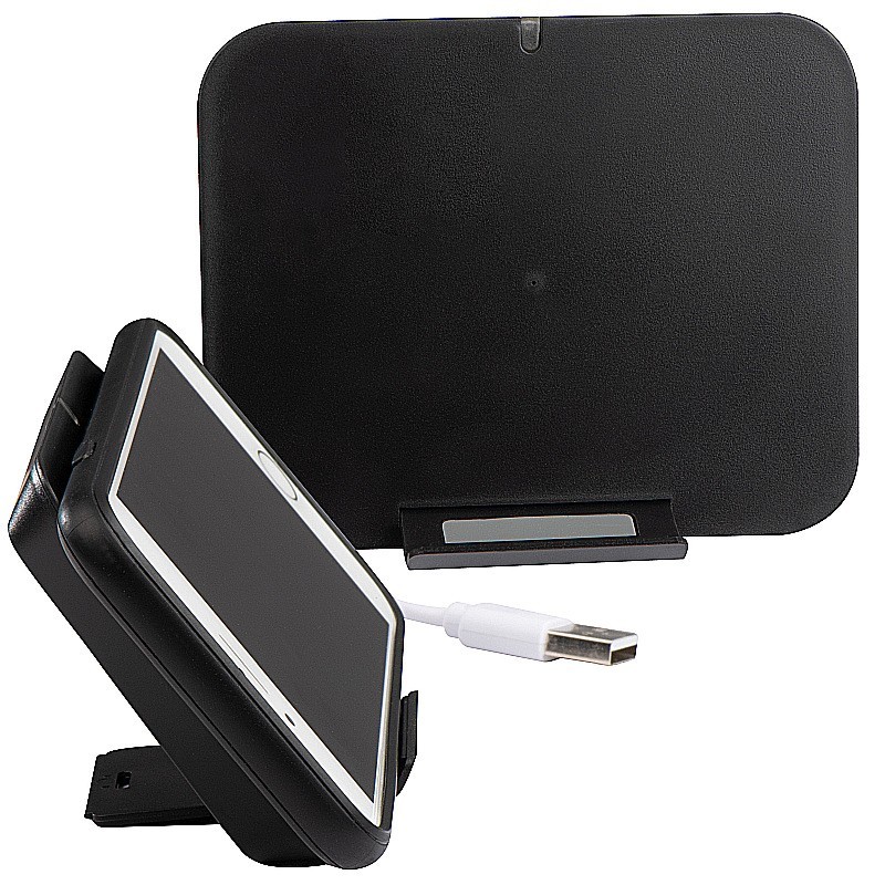 Induktionsladegerät aus Kunststoff mit Handyständer - Schwarz