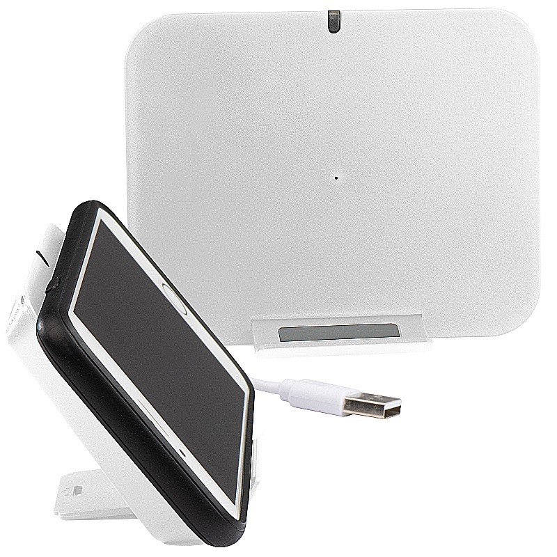 Induktionsladegerät aus Kunststoff mit Handyständer - Weiß