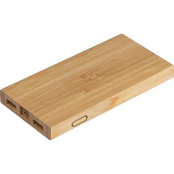 Powerbank aus Bambus - Beige