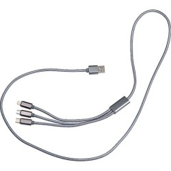4in1 Extralanges Ladekabel USB Micro USB C Type und IOS  - Silbergrau