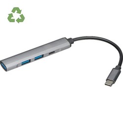 USB Hub aus recyceltem Aluminium - Silbergrau