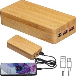 Powerbank aus Bambus 20.000 mAh - Beige