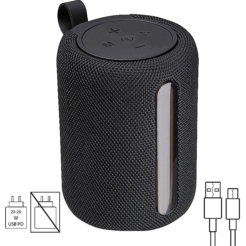 Lautsprecher mit LED Licht, rund - Schwarz