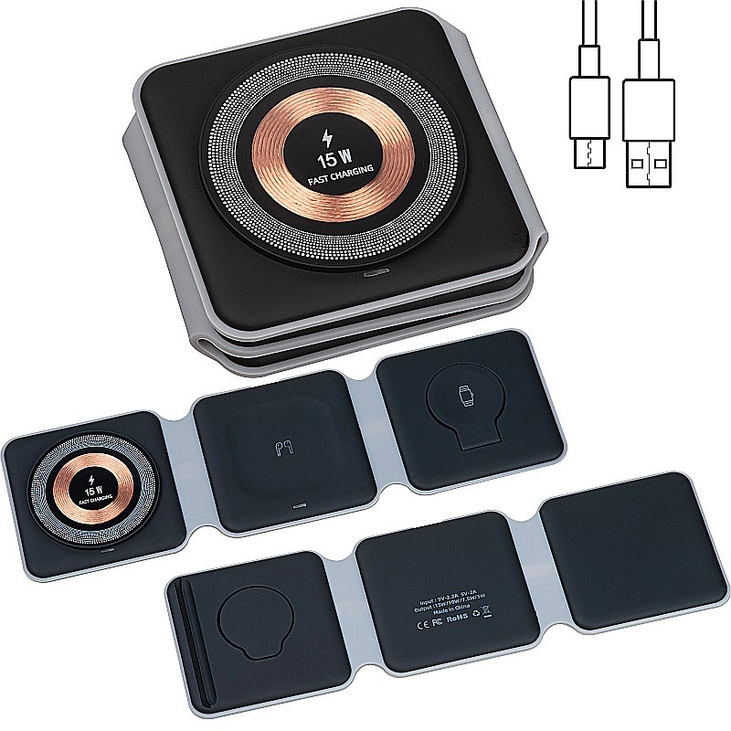 3 in 1 Wireless-Charger - Schwarz