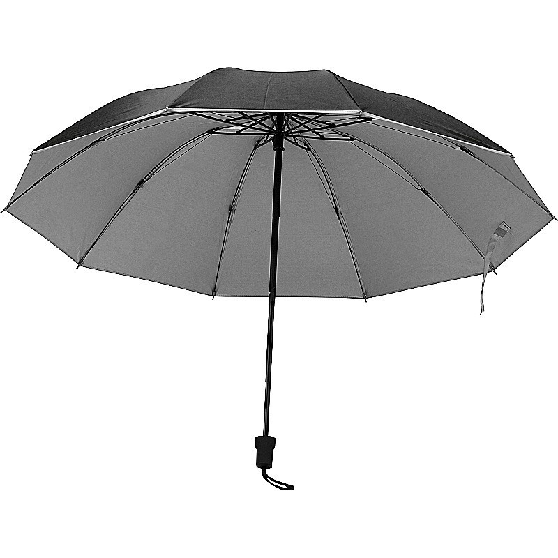 Taschenschirm aus Pongee mit silbernem Innenteil - Schwarz